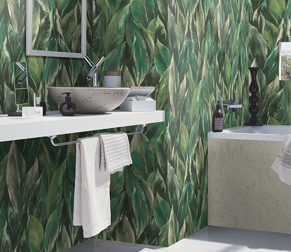 Purchase RH537345 Brewster Wallpaper, Maclayi Green Banana Leaf - Rasch12
