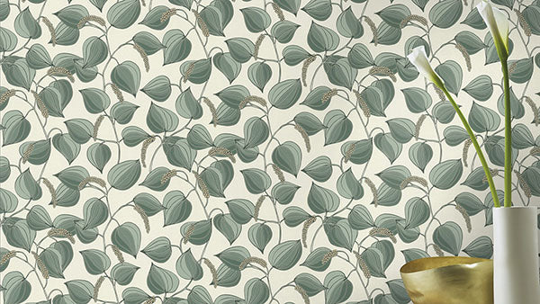 Purchase RH580518 Brewster Wallpaper, Alaia Green Leafy Vine - Rasch12