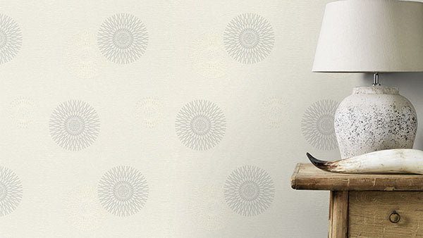 Purchase RH808827 Brewster Wallpaper, Eliel Off-White Medallion - Rasch12