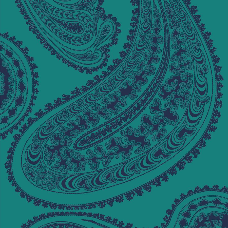 Sample F111-10036 Rajapur Ink On Petrol by Cole and Son Fabric