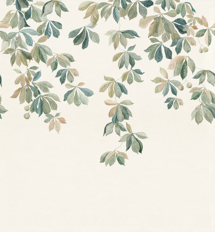 Sandberg Wallpaper pattern name & color Kastanjen, Garden Green from the collection Huset i Solen.