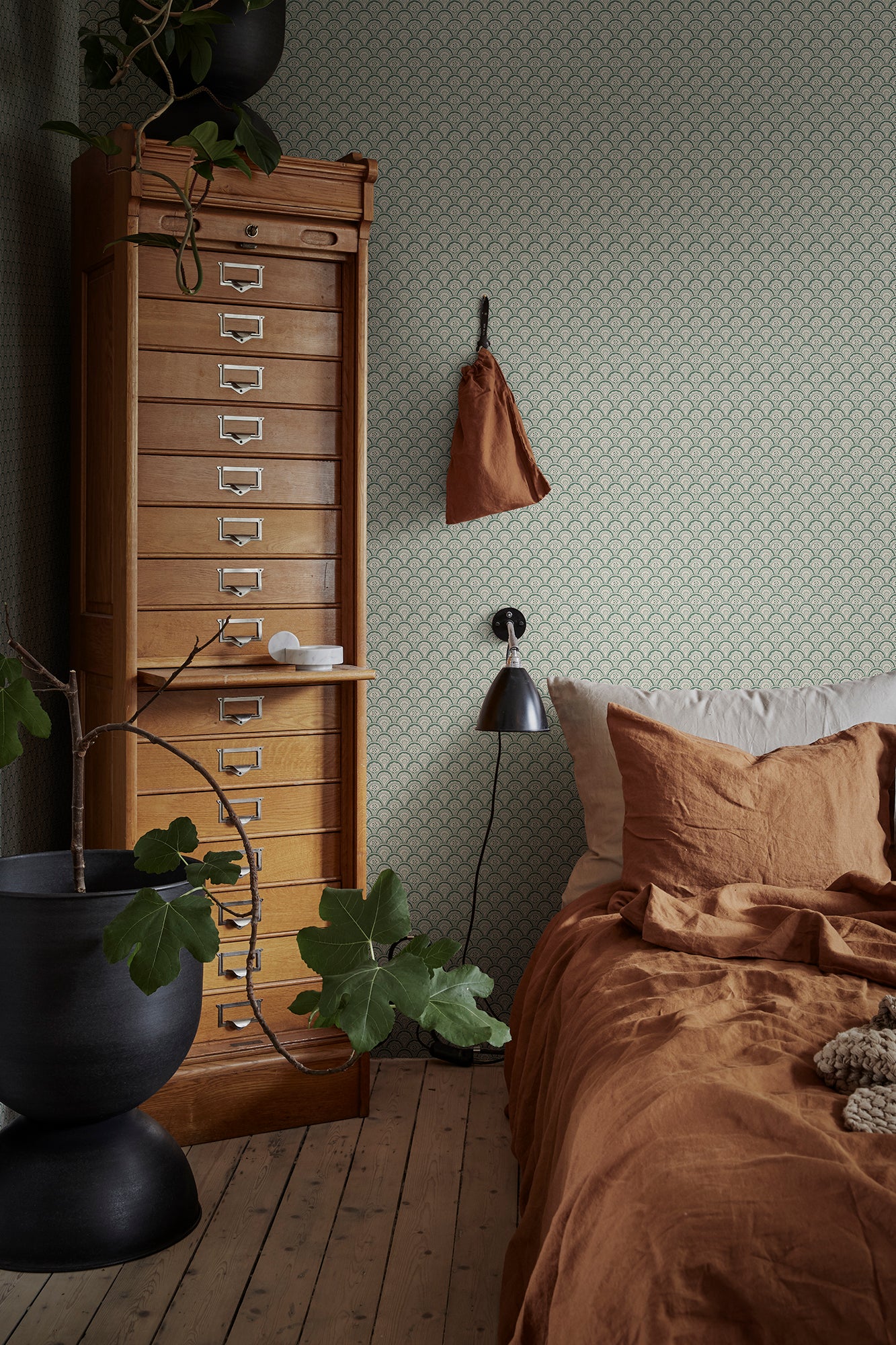 Purchase Sandberg Wallpaper Item# 2028-06-21 pattern name Beata color name Moss Green.