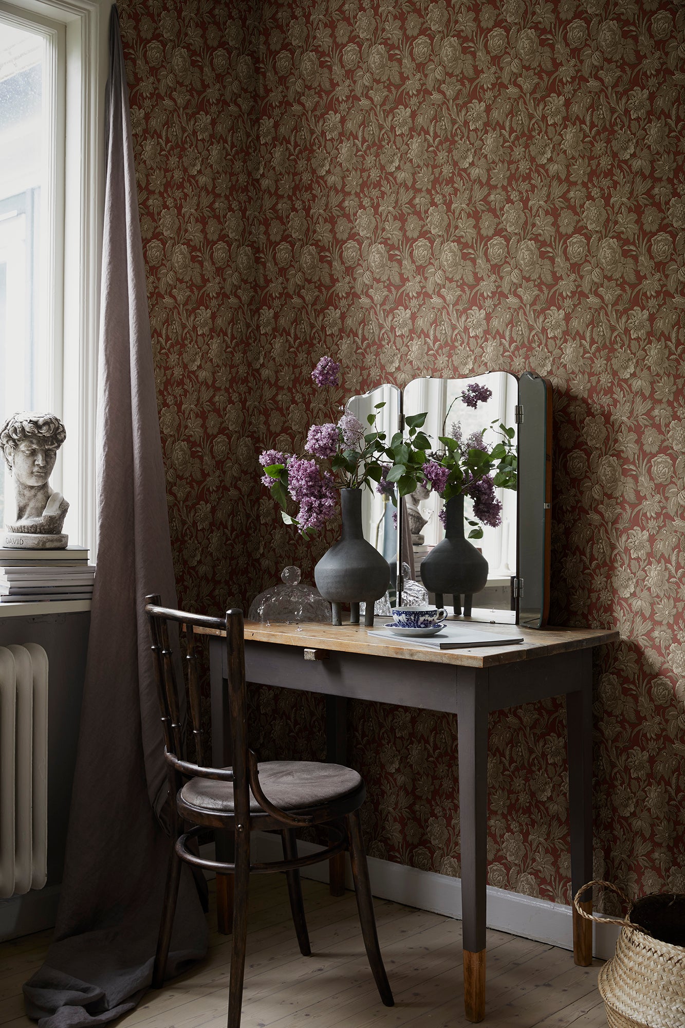 Purchase Sandberg Wallpaper SKU 2028-06-21 pattern name Valentin color name Ruby Red.