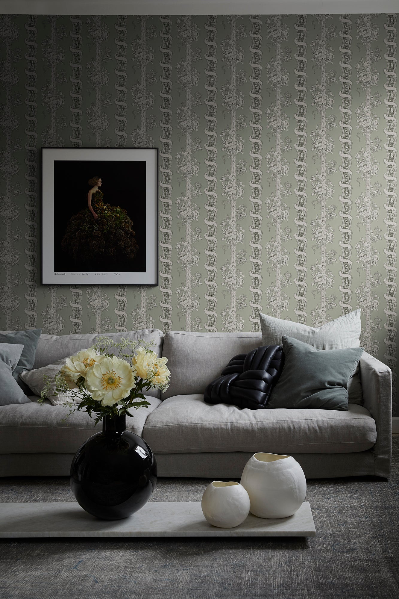 Purchase Sandberg Wallpaper Product# 2028-06-21 pattern name Alexandra color name Sage Green.