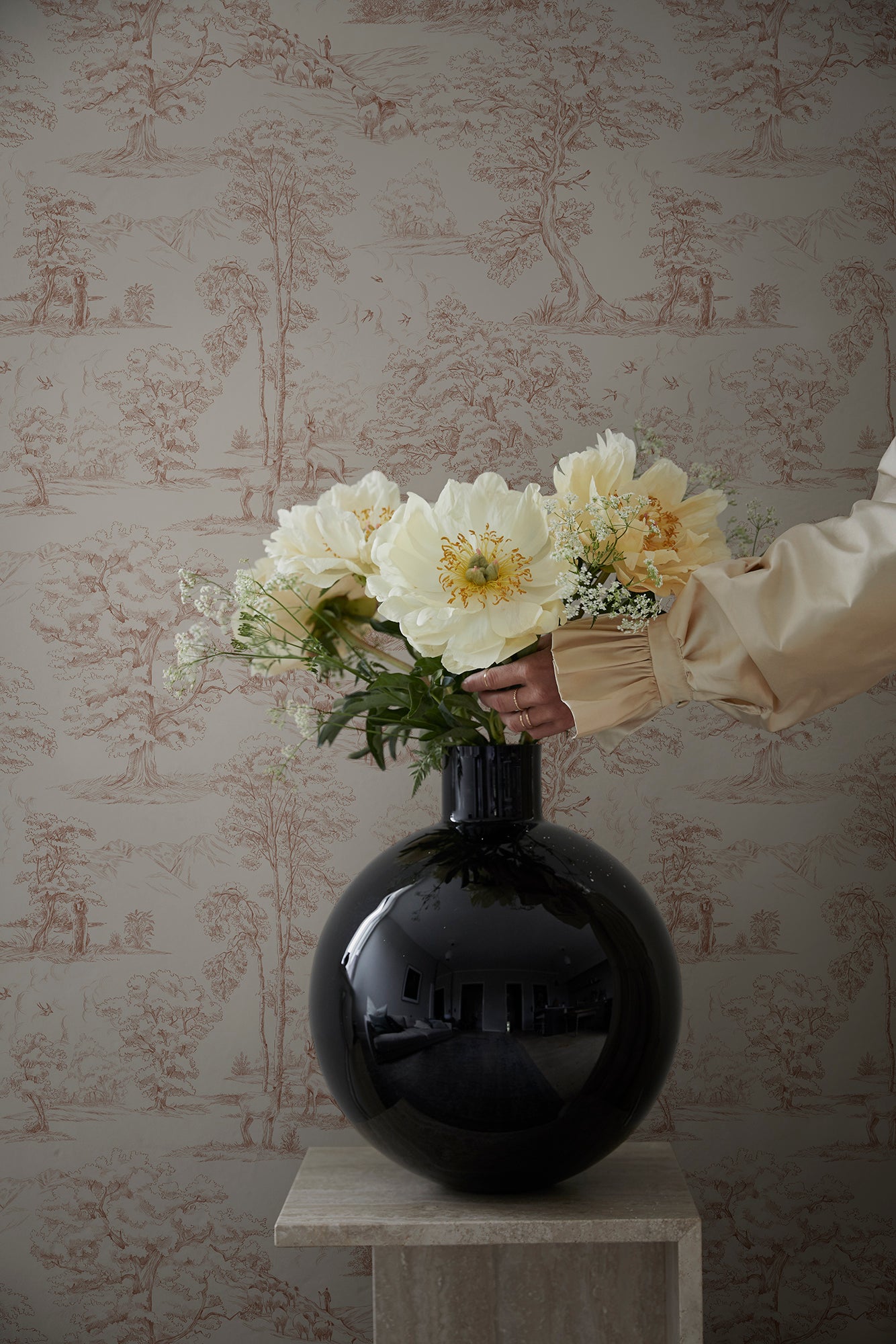 Purchase Sandberg Wallpaper Pattern number 2028-06-21 pattern name Montfort color name Terracotta.