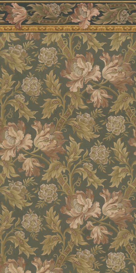 Sandberg Wallpaper pattern name & color Esther Forest Green from the collection Le Village.