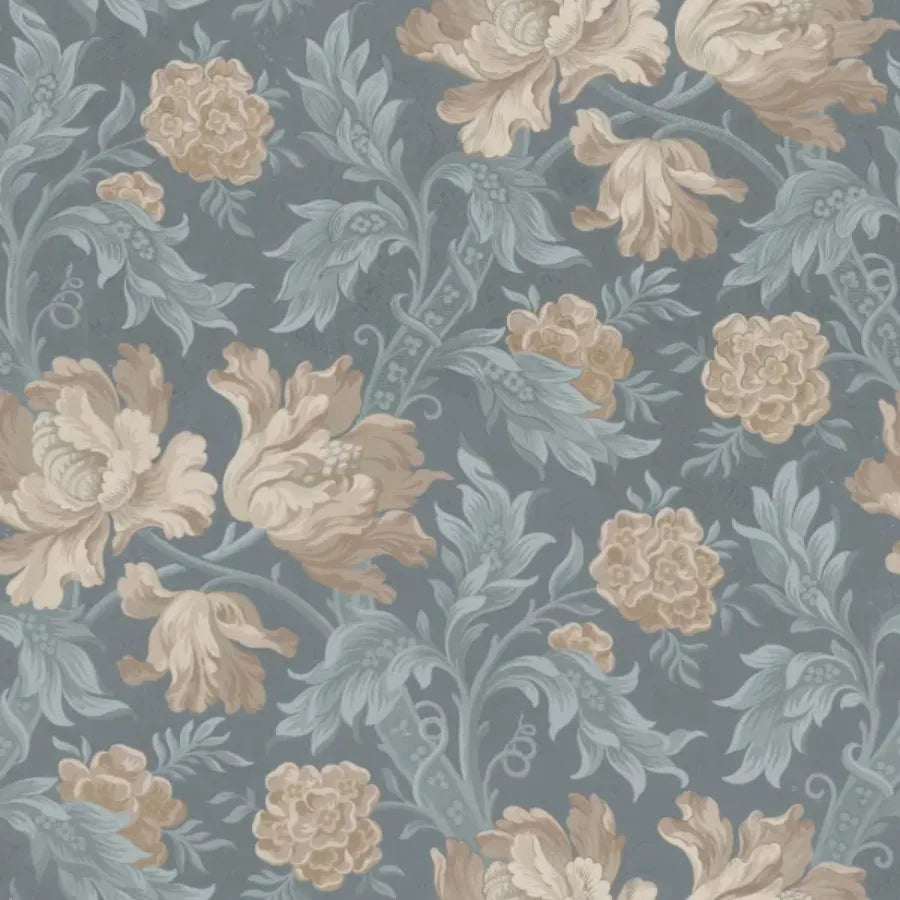 Sandberg Wallpaper Product# S10278 pattern name & color Esther Misty Blue from the collection Le Village.