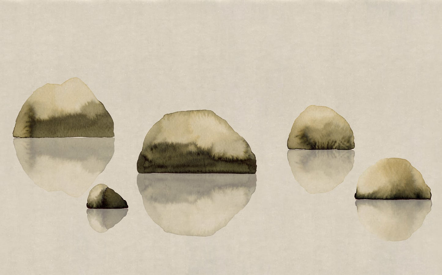 Sandberg Wallpaper pattern name & color Spegel Olive Green from the collection Mons Klint.