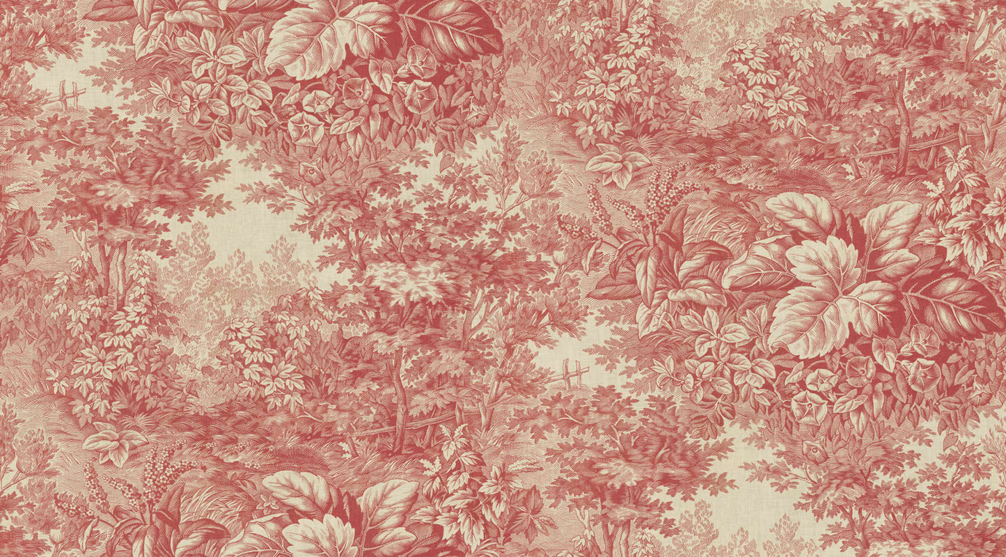 Sandberg Wallpaper pattern name & color Forest Toile, Red from the collection Tidlosa.