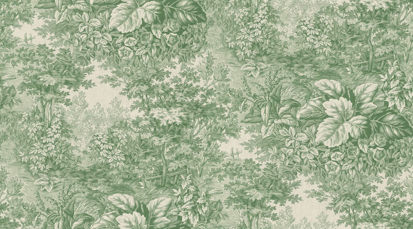 Sandberg Wallpaper pattern name & color Forest Toile, Green from the collection Tidlosa.
