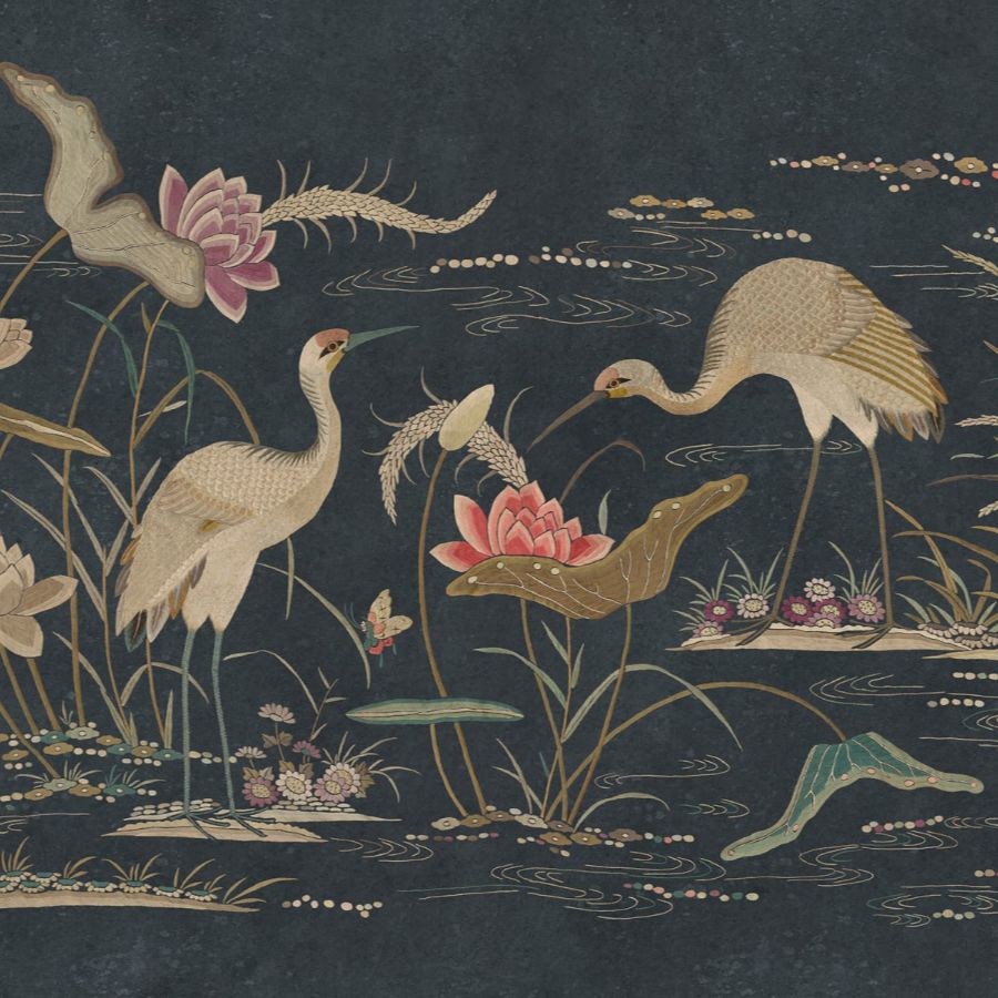 S10419 | Seabirds, Dark Blue - Sandberg Mural