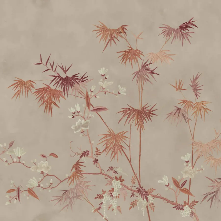 Sandberg Wallpaper Pattern S10421 pattern name & color Bamboo Grove, Clay from the collection Chinoiserie Garden.