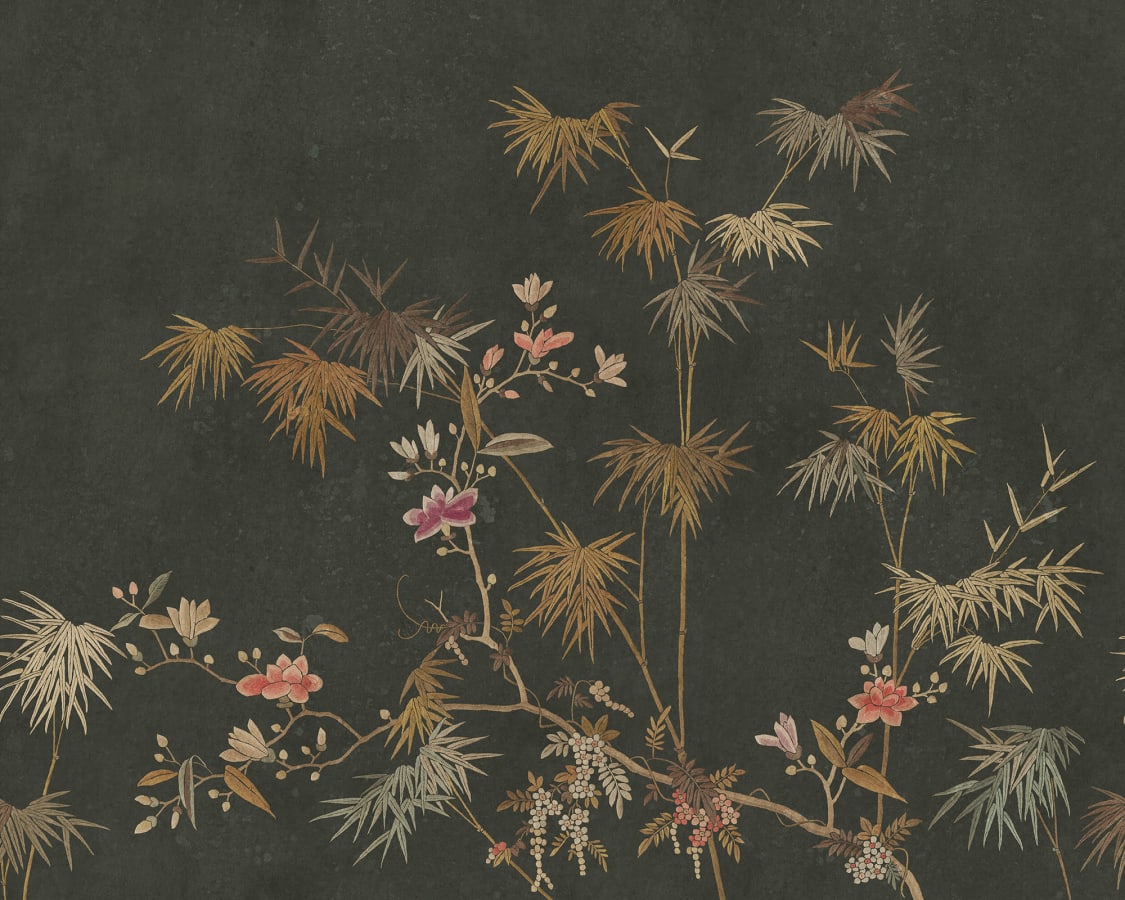 Sandberg Wallpaper pattern name & color Bamboo Grove, Dark from the collection Chinoiserie Garden.