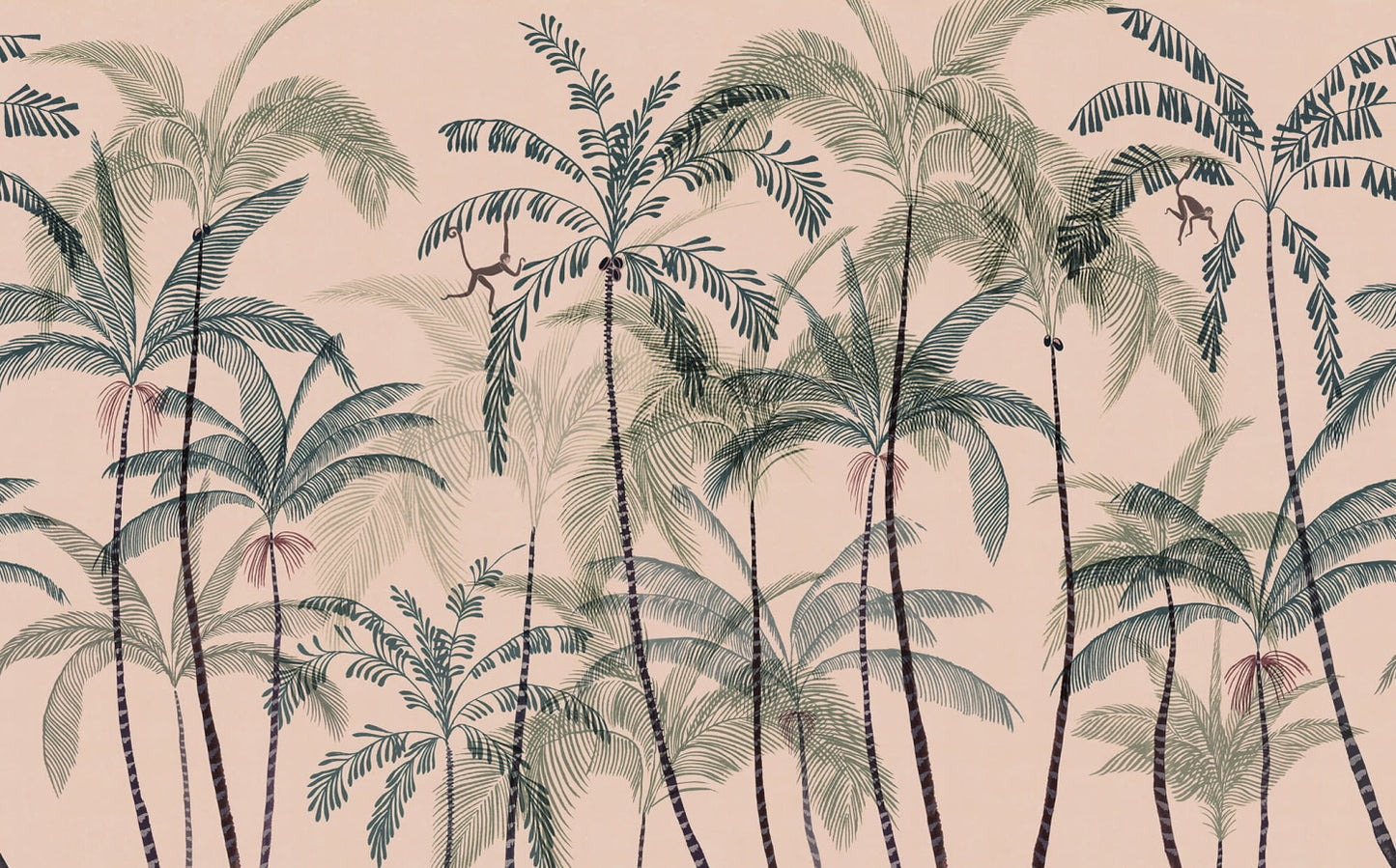Sandberg Wallpaper pattern name & color Louie, Pink from the collection Palm Garden.
