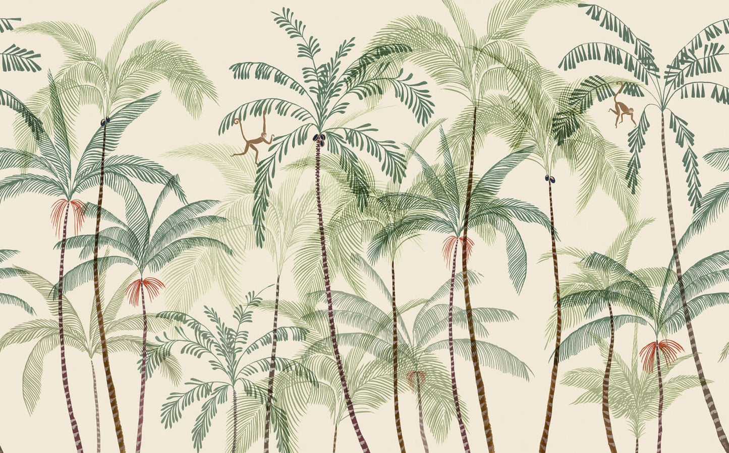 Sandberg Wallpaper pattern name & color Louie, Green from the collection Palm Garden.