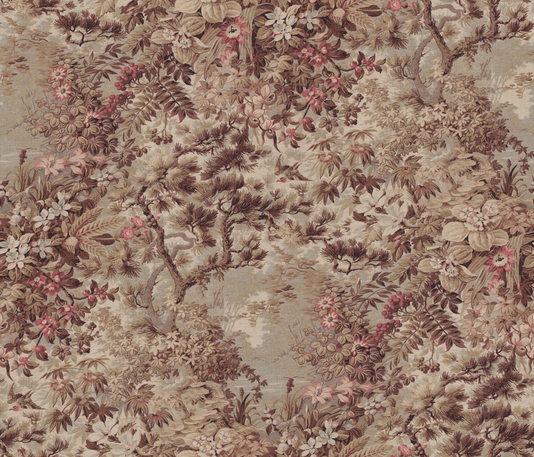 Sandberg Wallpaper pattern name & color Johannas Damm, Brown from the collection Tradgarden.