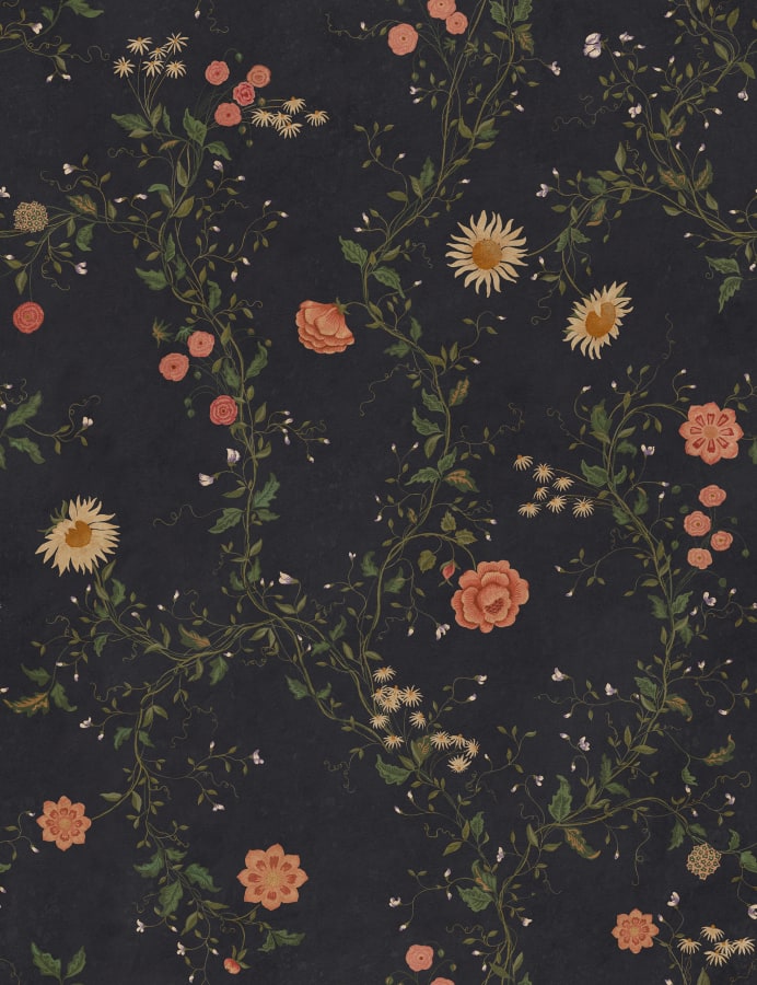 Sandberg Wallpaper pattern name & color Inger, Midnight Blue from the collection Tradgarden.