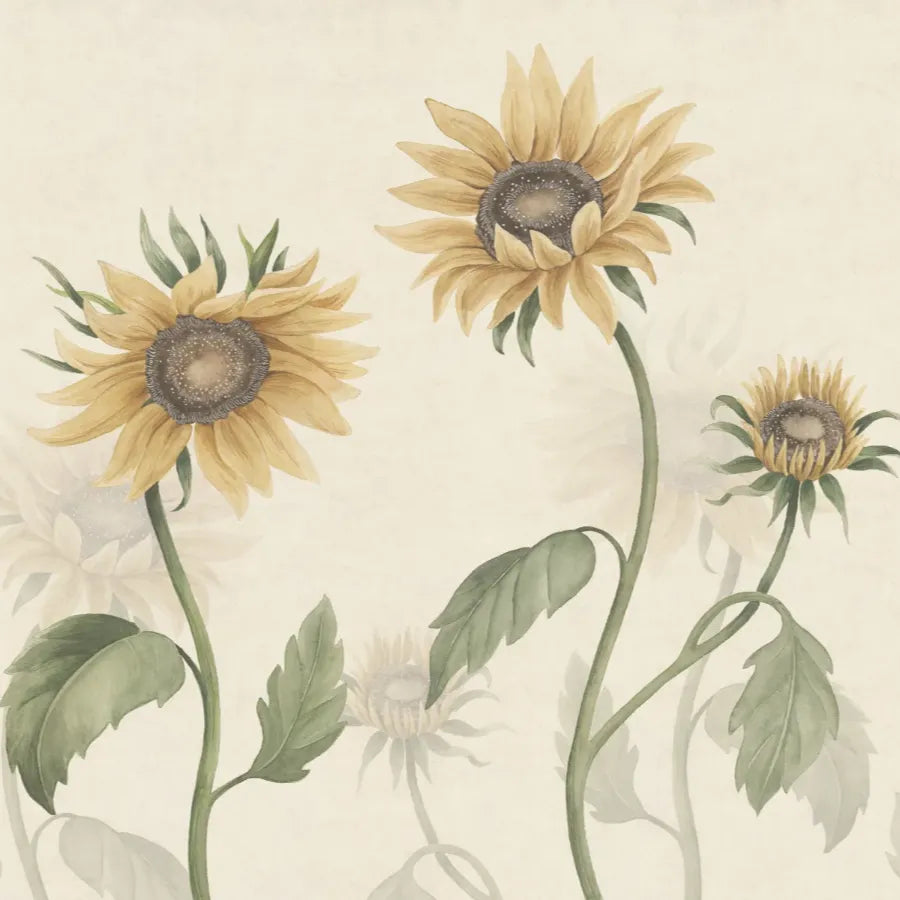 Sandberg Wallpaper Product S10527 pattern name & color Sunflowers, Yellow from the collection Sandberg Edition.