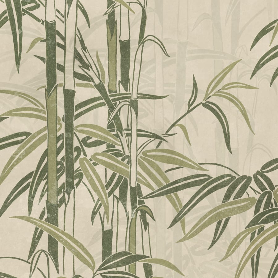 Sandberg Wallpaper pattern name & color Leon Mural, Green from the collection Palm Garden.