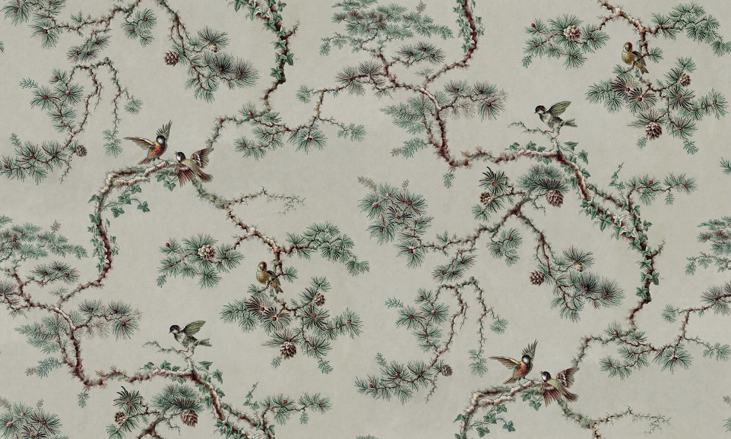 Sandberg Wallpaper pattern name & color Noah Mural, Green from the collection Ett Hem, Oland.
