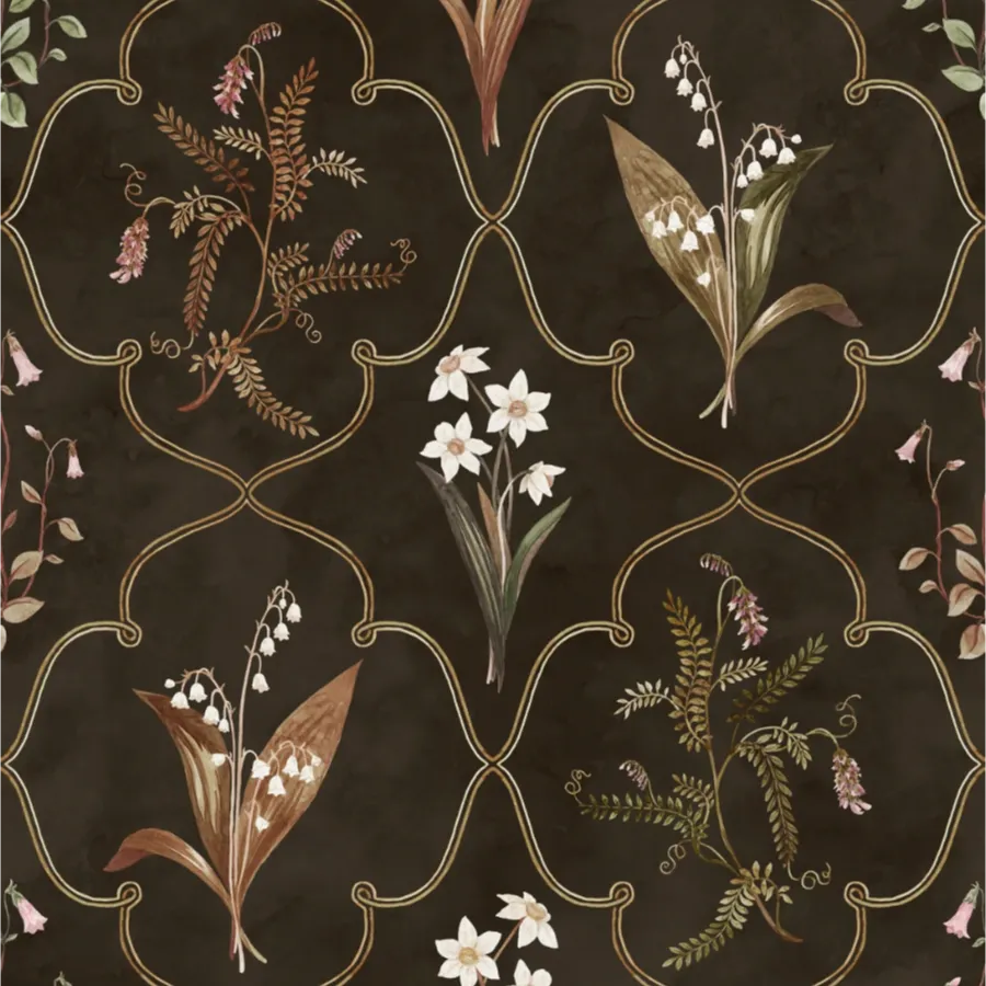 Sandberg Wallpaper Pattern S10577 pattern name & color Louise, Dark from the collection Herbarium.