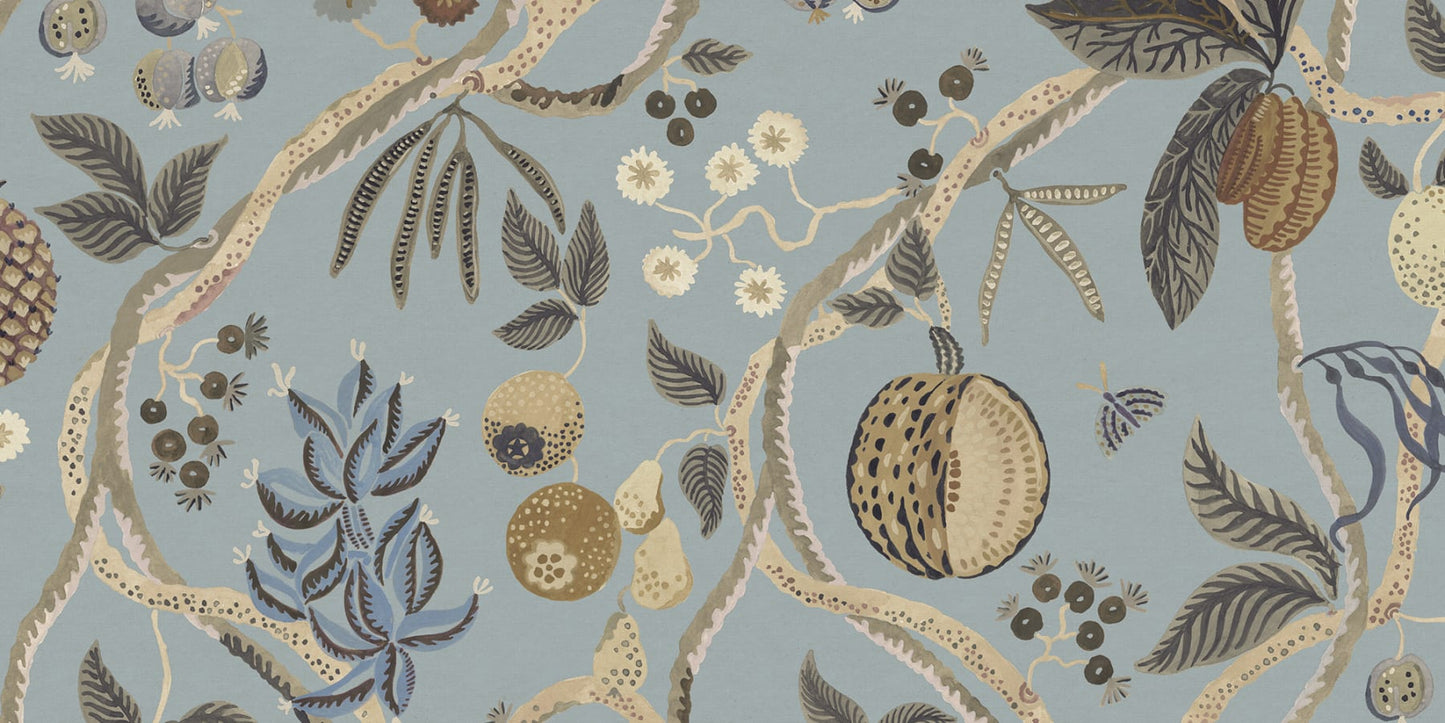 Sandberg Wallpaper pattern name & color Tree Of Life Mural, Light Blue from the collection Herbarium.