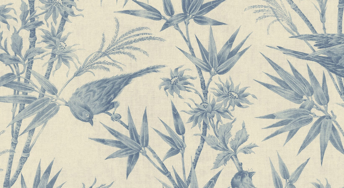 Sandberg Wallpaper pattern name & color Celeste Mural, Blue from the collection Herbarium.