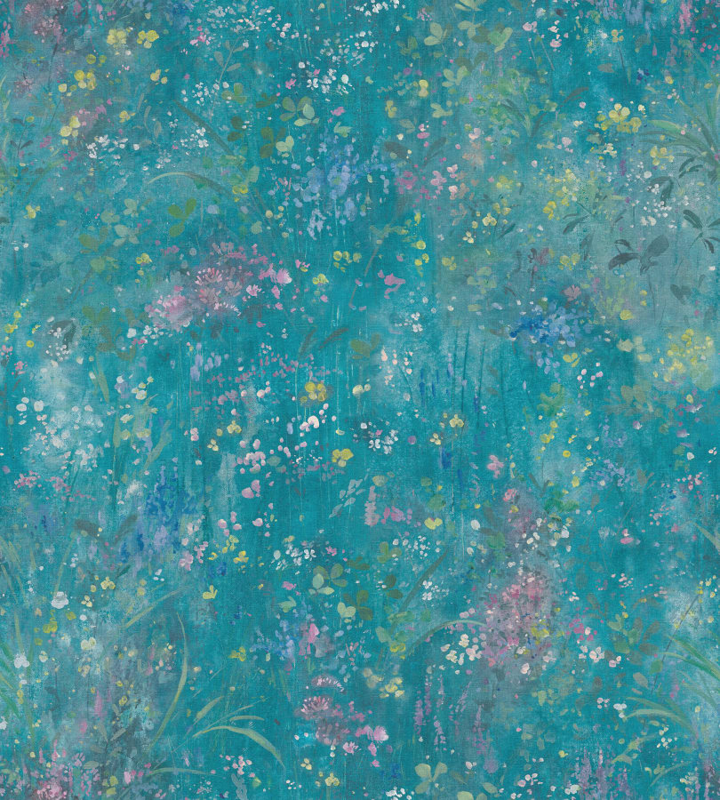 Sandberg Wallpaper pattern name & color Juni, Teal from the collection Herbarium.