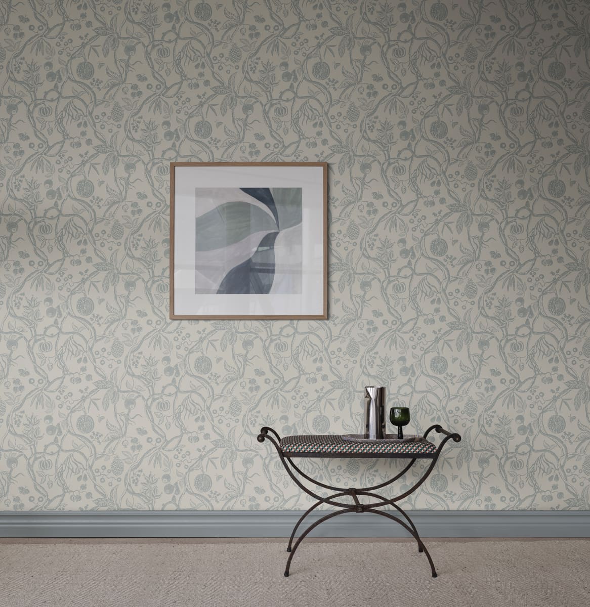 Sandberg Wallpaper Item# S10615 pattern name & color Tree Of Life, Light Blue from the collection Familjen.