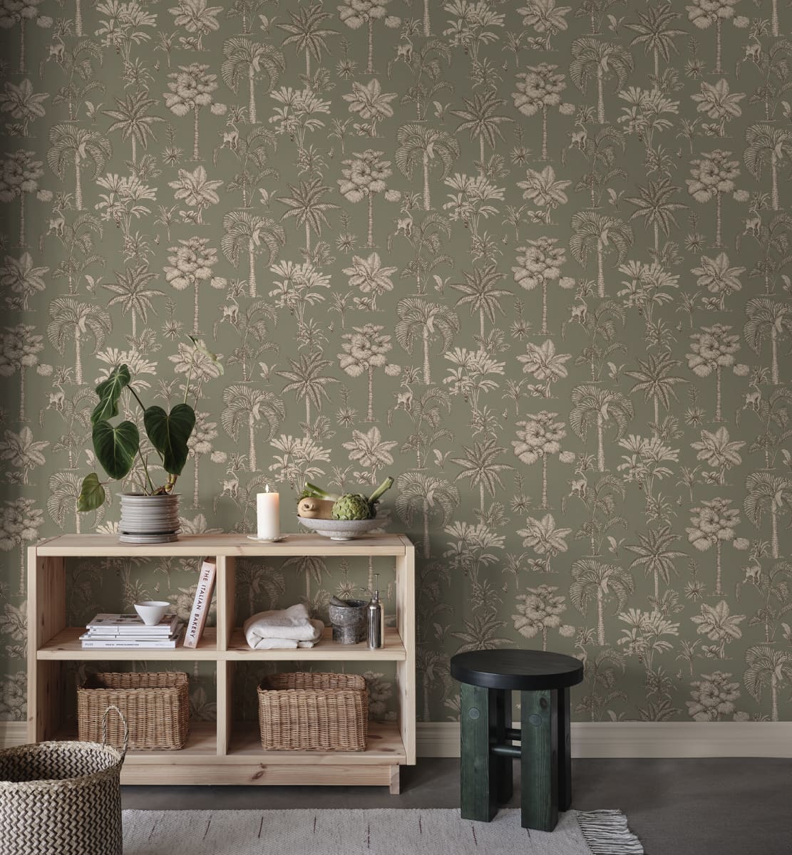 Sandberg Wallpaper Item S10651 pattern name & color Adele, Green from the collection Familjen.