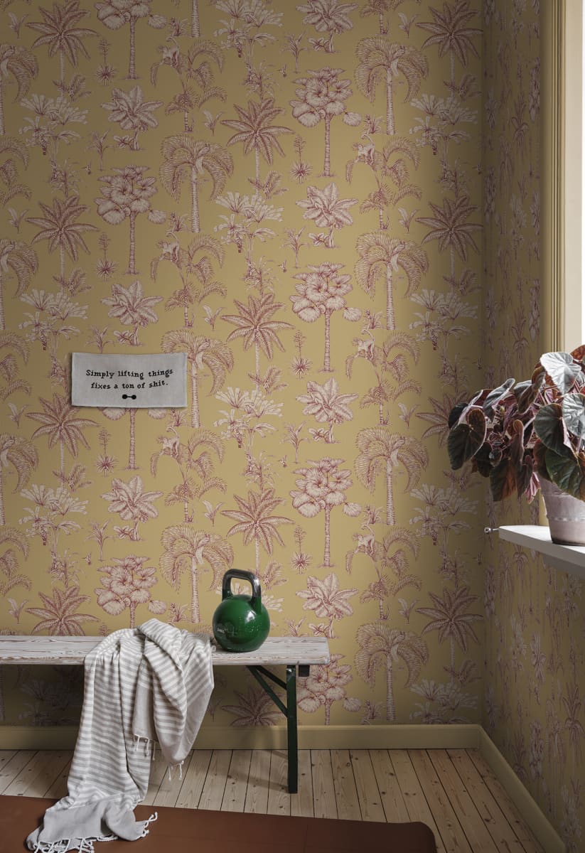 Sandberg Wallpaper SKU# S10652 pattern name & color Adele, Yellow from the collection Familjen.