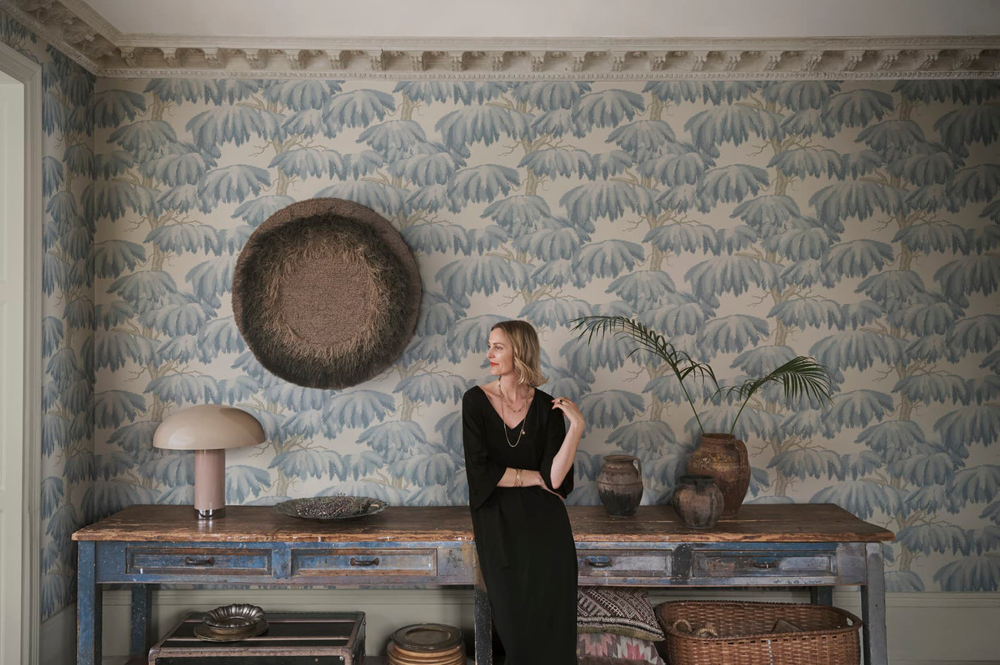 Sandberg Wallpaper pattern name & color Alba, Light Blue from the collection Villa Como.