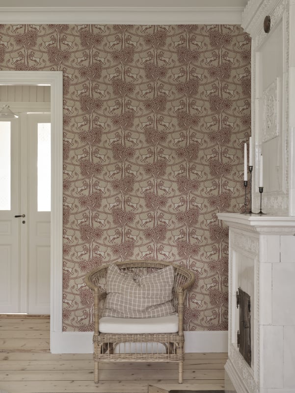 Sandberg Mural Pattern# S10736 pattern name & color Leopold, Burgundy from the collection Sandberg Heritage.