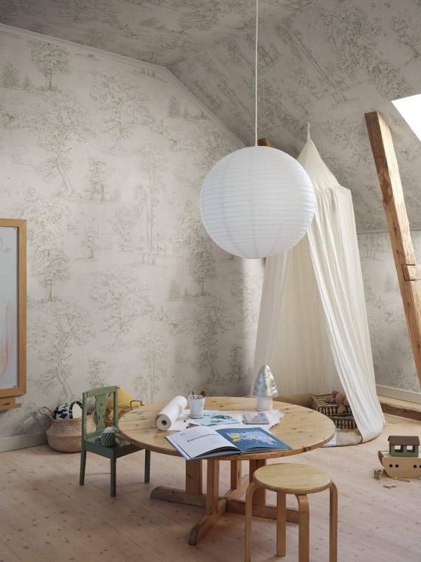 Sandberg Mural pattern name & color Montfort Mural, Olive Green from the collection Sandberg Heritage.