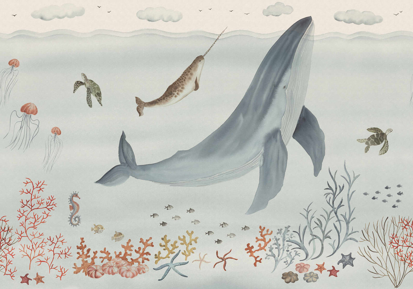 Acquire Sandberg Mural Pattern S10759 pattern name & color Sally, Blue.