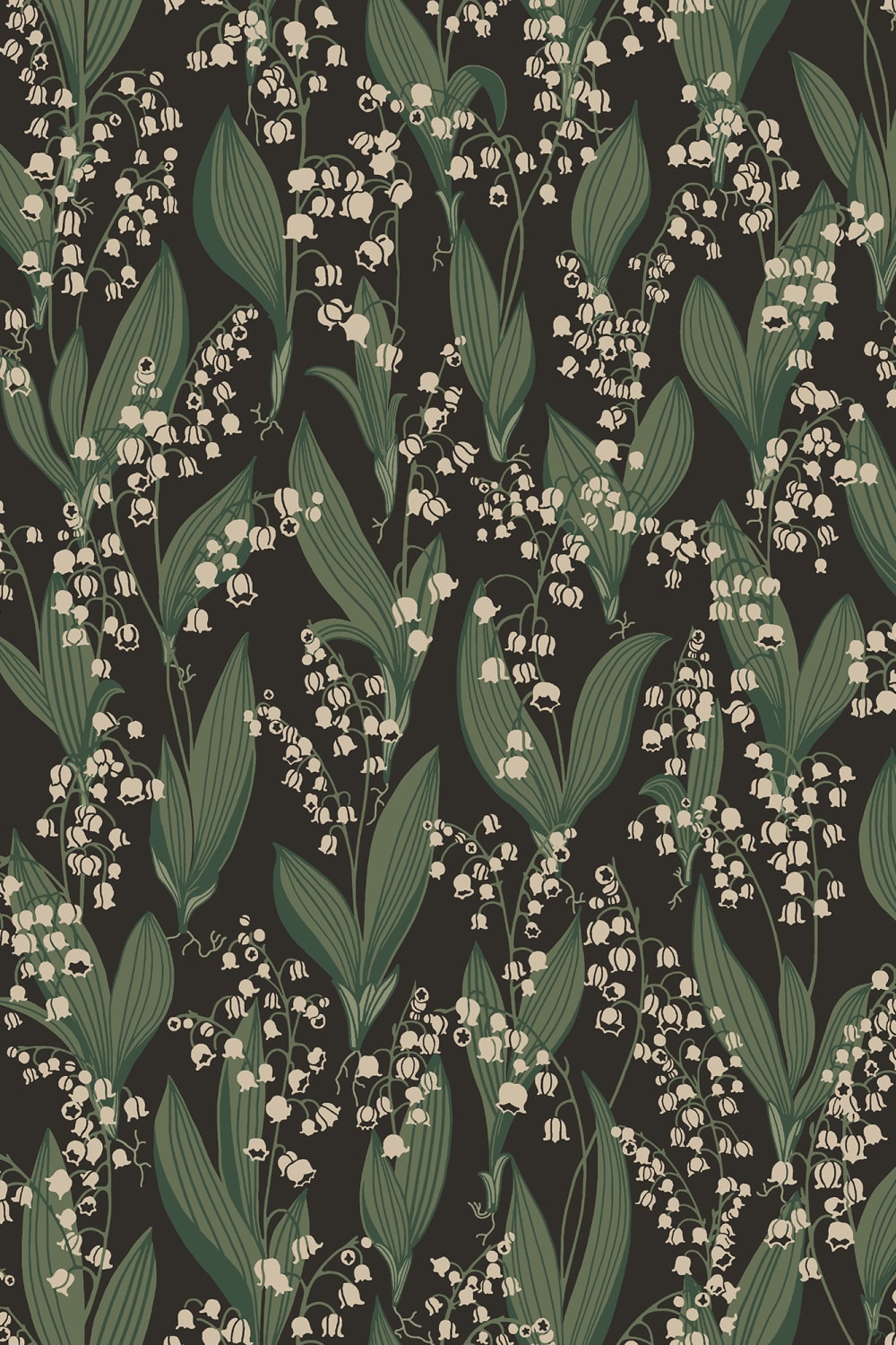 Search Sandberg Wallpaper SKU S10769 pattern name & color Liljekonvalj, Charcoal
