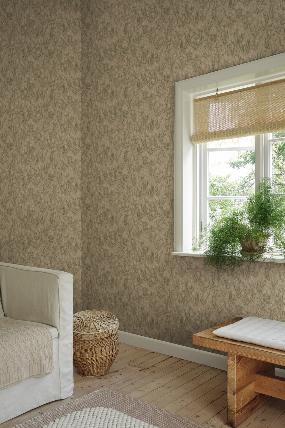 Sandberg Wallpaper Item S10781 pattern name & color Märta, Beige from the collection Kolonin II.