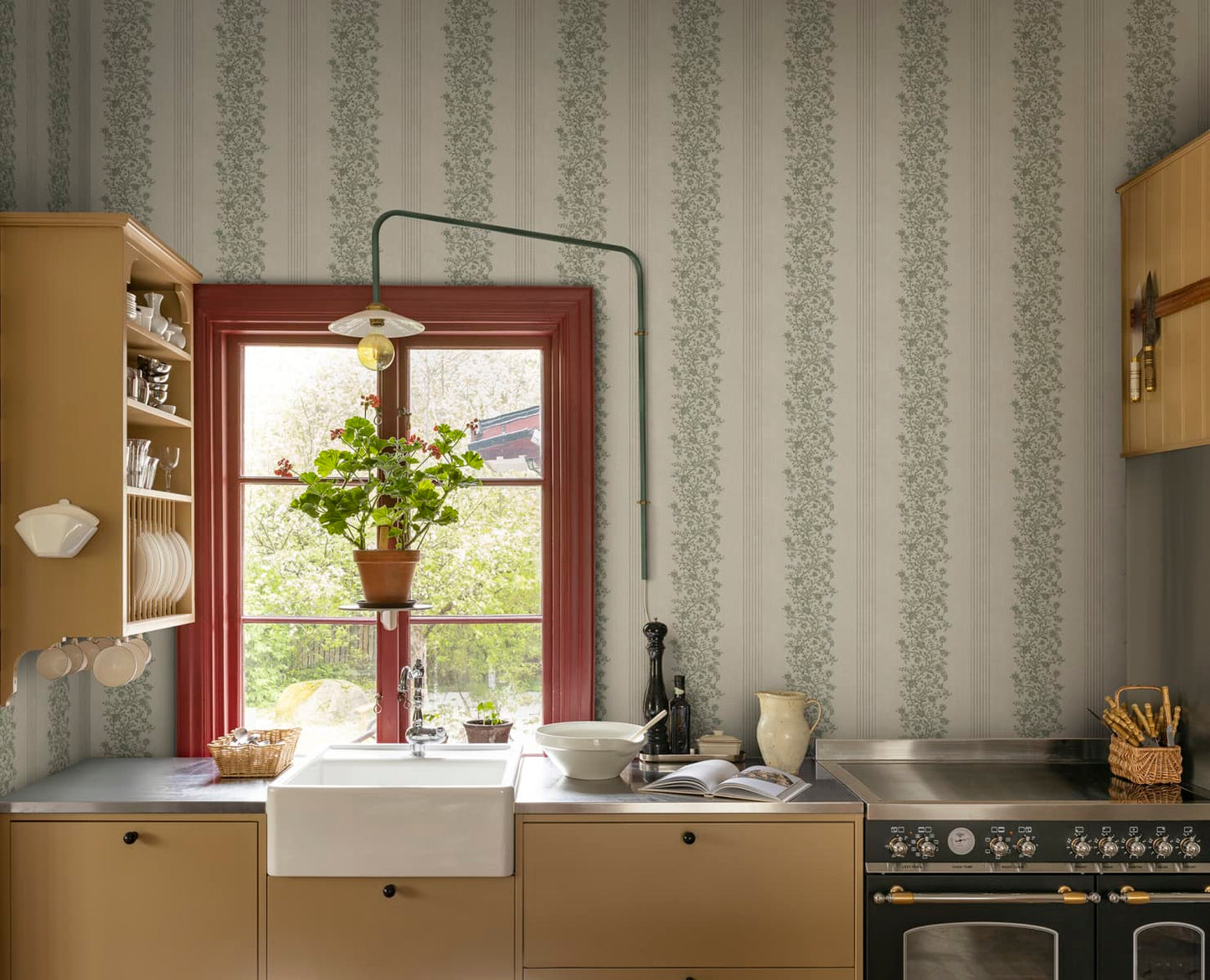 Sandberg Wallpaper SKU S10824 pattern name & color Natalie, Green from the collection Rosa & Friends.