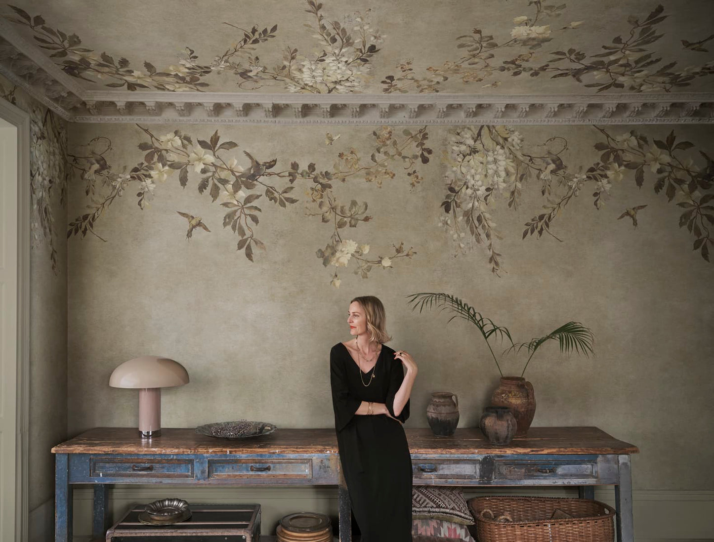 Sandberg Mural pattern name & color Luca Rectangle, Beige from the collection Villa Como.