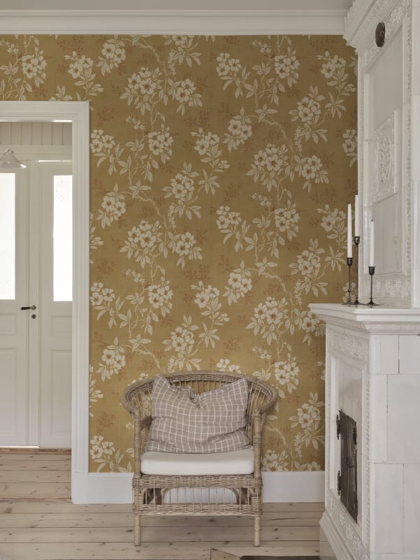 Sandberg Mural Pattern number S10841 pattern name & color Vera, Yellow from the collection Sandberg Heritage.