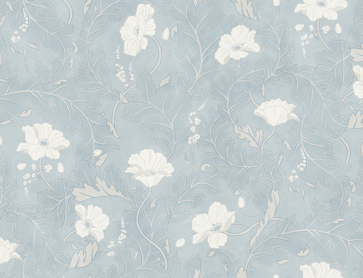 Find Sandberg Mural Pattern number S11008 pattern name & color Poppy, Light Blue
