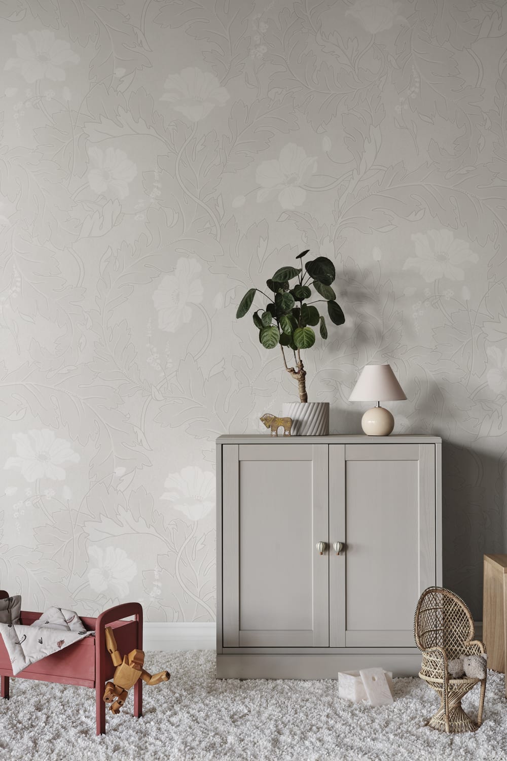 Sandberg Mural Product# S11009 pattern name & color Poppy, White from the collection Sandberg Edition.