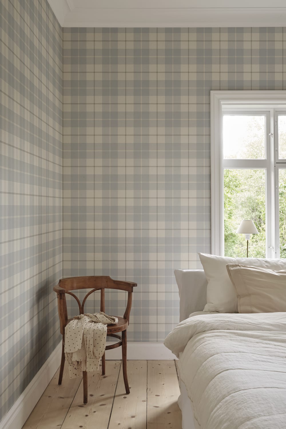 Sandberg Wallpaper SKU# S11013 pattern name & color Ranold, Misty Blue from the collection Sandberg Edition.