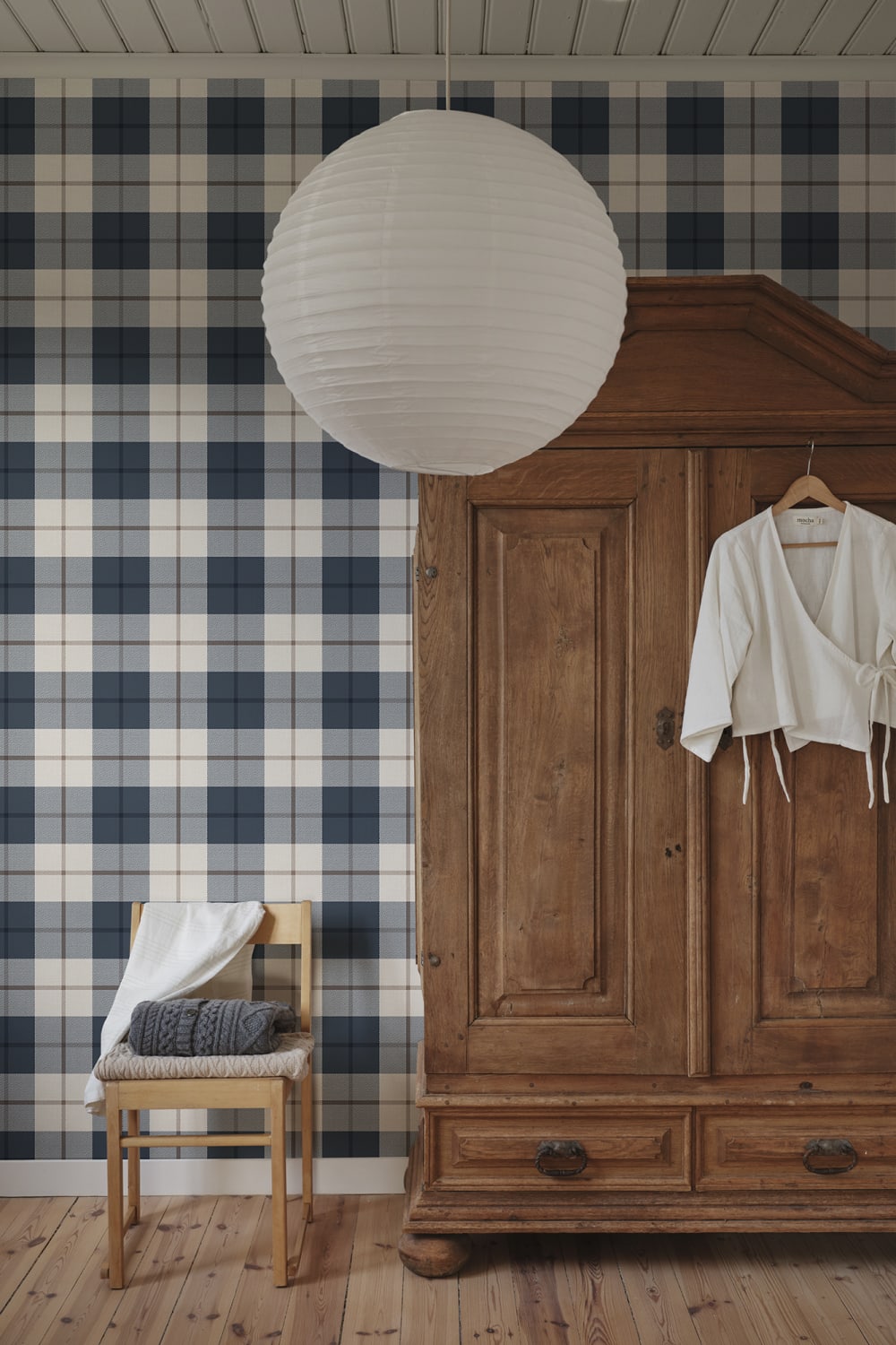 Sandberg Wallpaper Product# S11018 pattern name & color Ranold, Classic Blue from the collection Sandberg Edition.