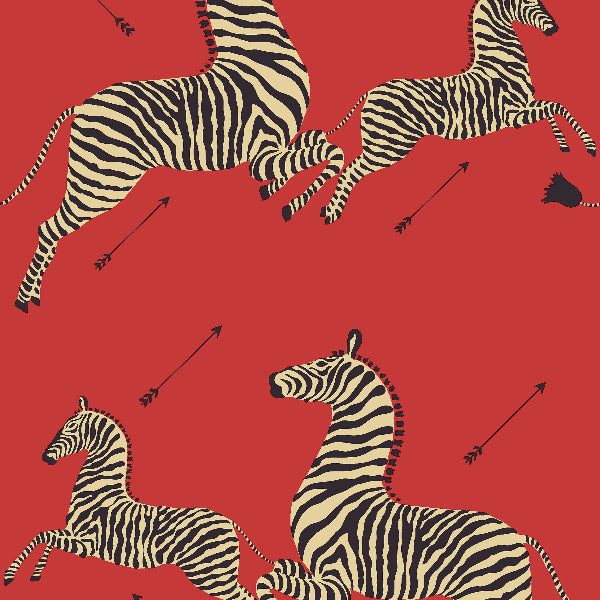 Purchase Scalamandre Wallpaper Item SCWP81388PS0001 pattern name Zebras | Removable color name Masai Red.
