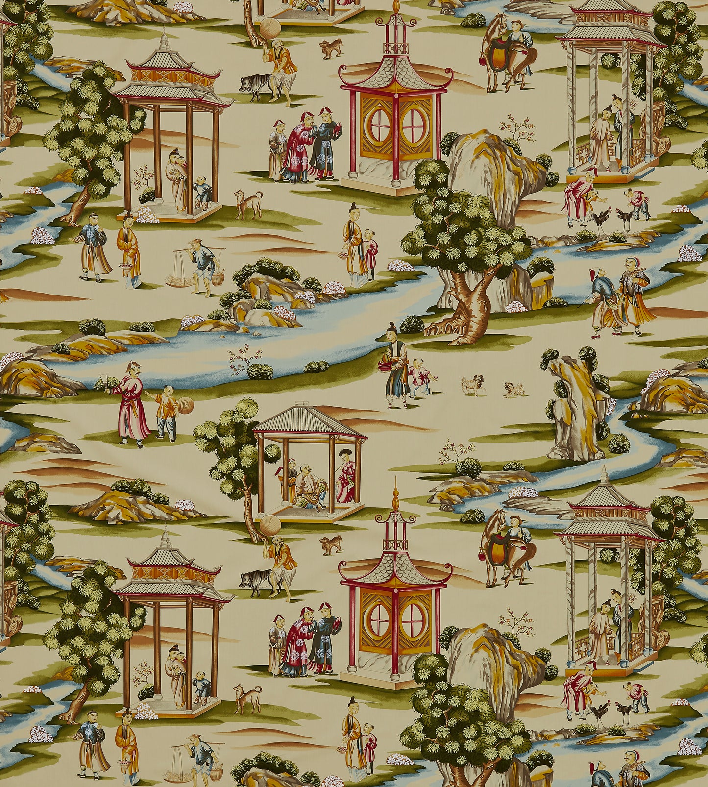Purchase Scalamandre Fabric Product SC 000216264, Shanghai Cotton Print Multi On Tea Stain 1