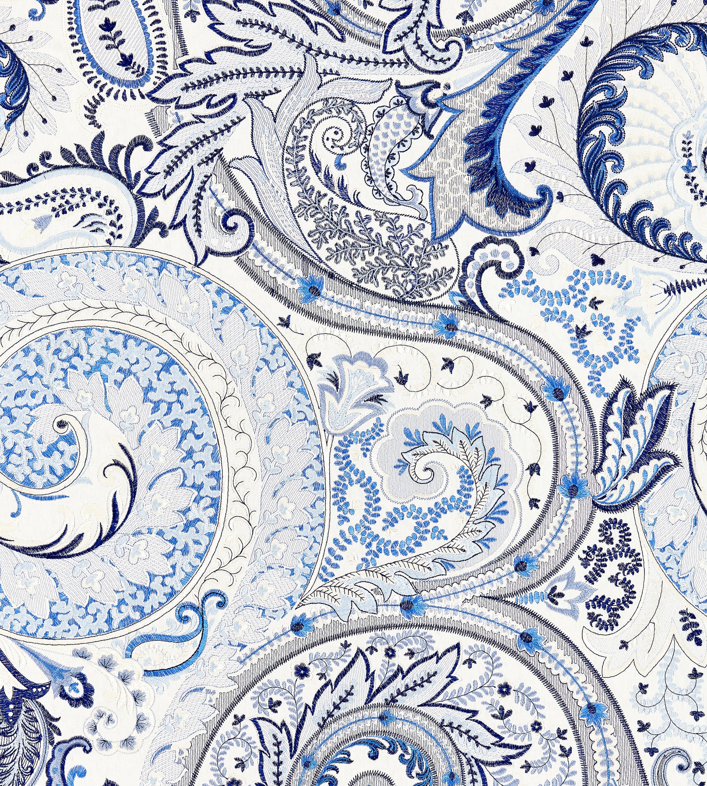 Purchase Scalamandre Fabric SKU# SC 000227124, Malabar Paisley Embroidery Porcelain 1