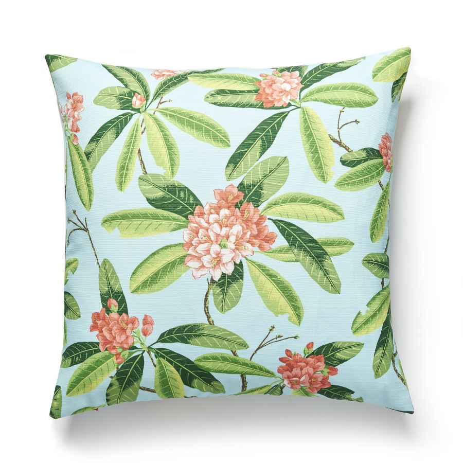 Purchase SCRHODMPILL0003 Rhododendron Outdoor, Coral On Aqua - Scalamandre Pillows