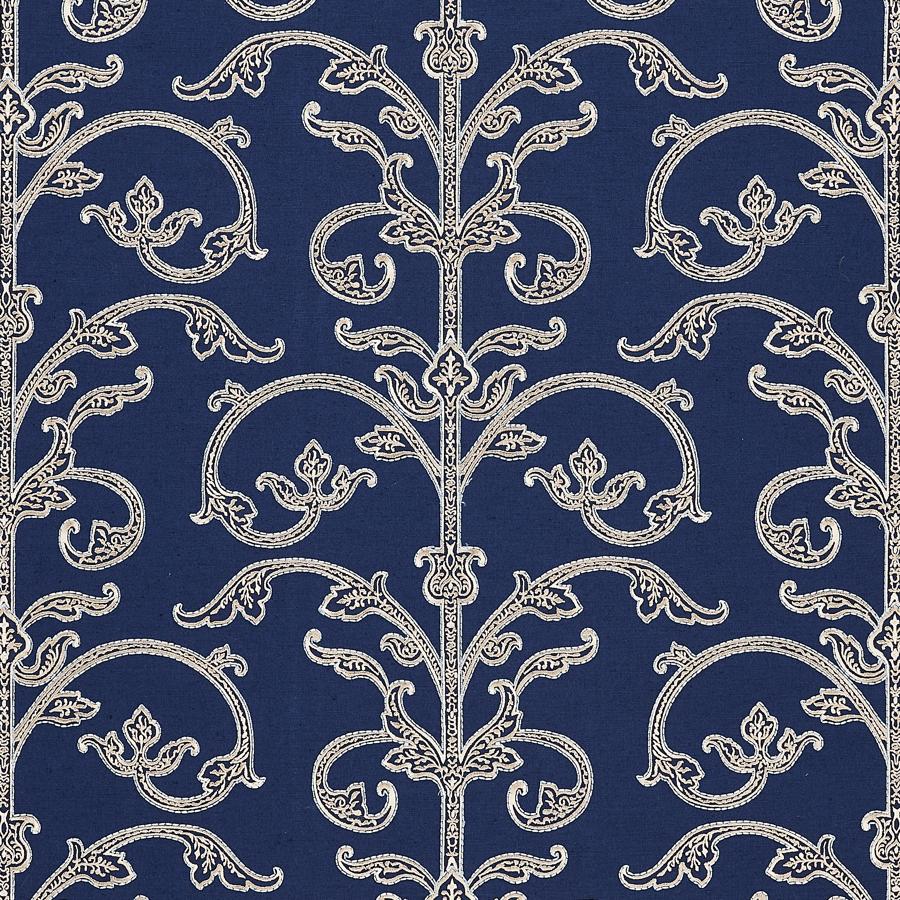 Purchase Scalamandre Wallpaper Pattern SC 0003WP88558 pattern name Saxony Scroll Wallcovering color name Navy.