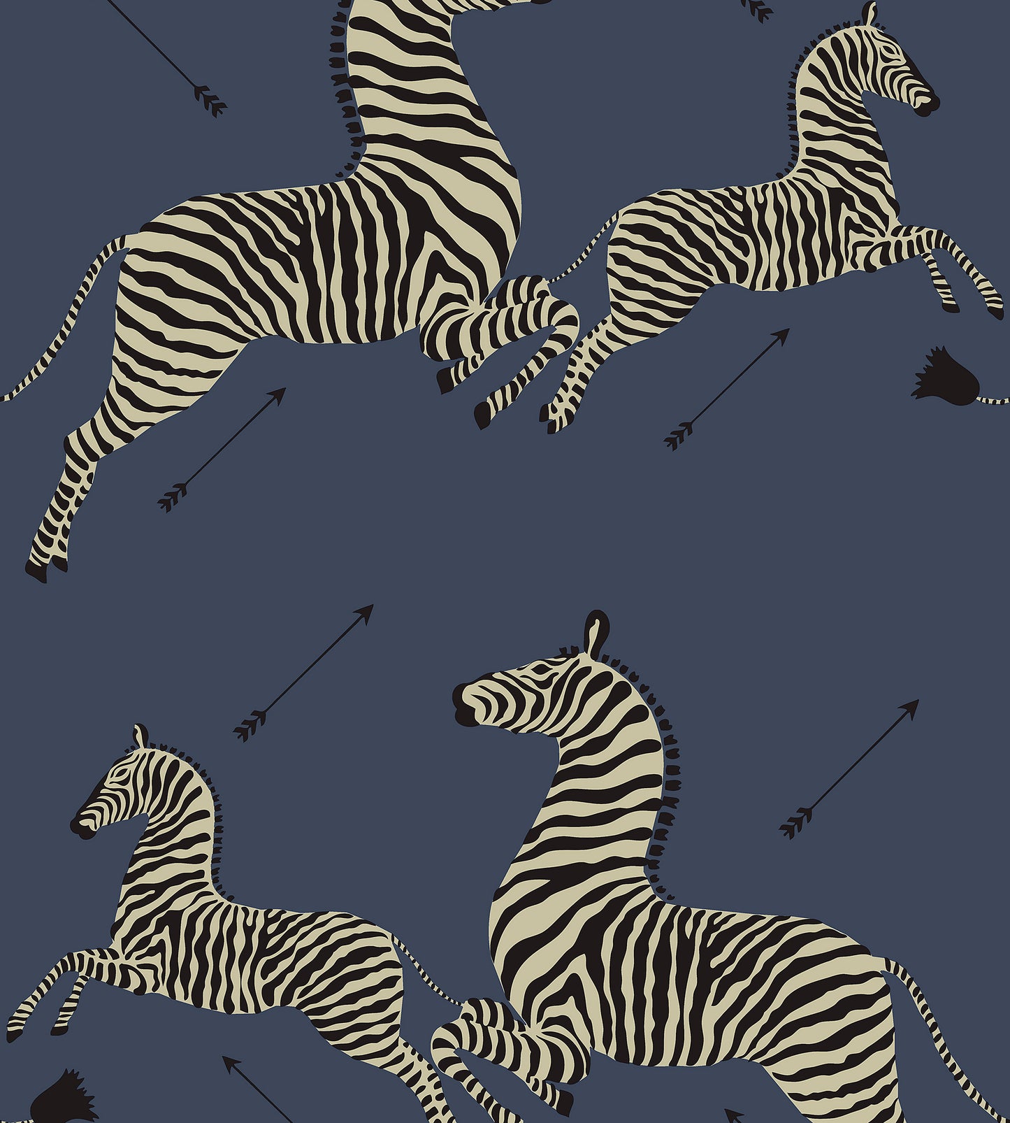 Purchase Scalamandre Wallpaper Item SCWP81388PS0008 pattern name Zebras | Removable color name Denim.